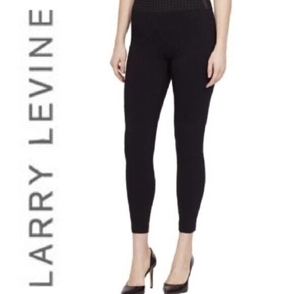 Larry Levine Black High Waist pull on slim fit dress pants size small - Picture 1 of 9